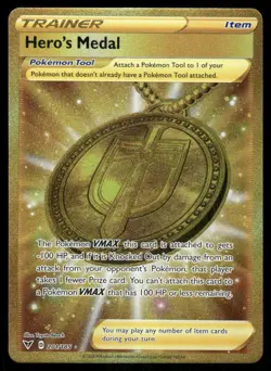 Pokemon Cards Hero's Medal 201/185 Vivid Voltage Secret Rare NM - Image 1