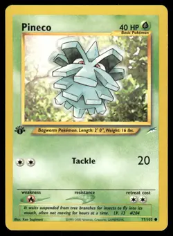 Pokemon Cards Pineco 77/105 1st Edition Neo Destiny Common NM *7 - Image 1
