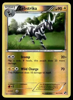 Zebstrika (42) Reverse Holo Uncommon Black and White 42/114 HP - Image 1