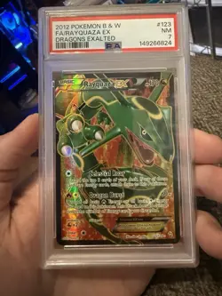 2012 Pokemon Black & White Dragons Exalted Rayquaza EX 123/124 PSA 7 - Image 1