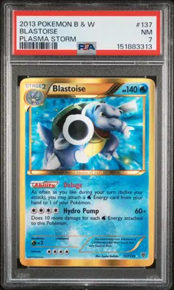 2013 POKEMON BLACK & WHITE PLASMA STORM #137 BLASTOISE PSA 7 - Image 1
