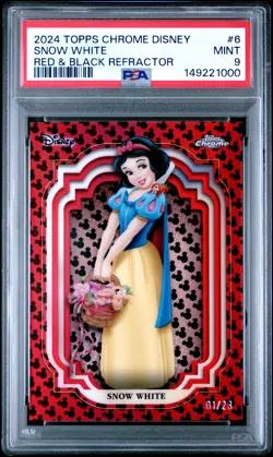 2024 TOPPS CHROME DISNEY RED & BLACK REFRACTOR #6 SNOW WHITE 1/28 PSA 9 - Image 1