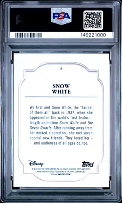 2024 TOPPS CHROME DISNEY RED & BLACK REFRACTOR #6 SNOW WHITE 1/28 PSA 9 - Image 2