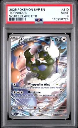 Tornadus 2025 Svp En-Sv Black Star Promo #210 White Flare ETB PSA 9 - Image 1