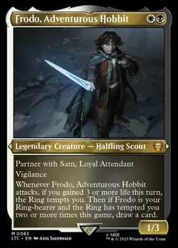 Frodo, Adventurous Hobbit 0082 Etched Thick Stock Foil LOTR Commander MTG NM - Image 1