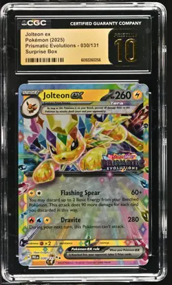 (CGC 10 Pristine) Pokemon Card - 2025 Jolteon ex 030/131 Surprise Box Stamp - Image 1