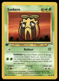 Pokemon Cards Sunkern 83/105 1st Edition Neo Destiny Common NM *6 - Image 1