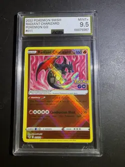 Pokemon Go SWSH Radiant Charizard 011/078 AGS Mint+ 9.5 Full Holo Rare 2022 - Image 1