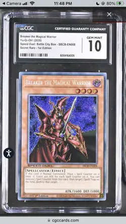 2020 Yugioh Speed Duel SBCB Breaker The Magical Warrior CGC 10 - Image 1