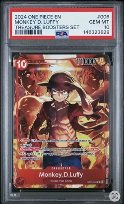 One Piece Monkey D. Luffy ST10-006 Treasure Booster Set Promo PSA 10 - Image 1