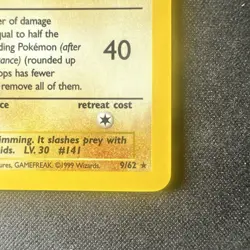 Pokemon Fossil Kabutops Holo Card Vintage WOTC 9/62 NM 1999 - Image 5