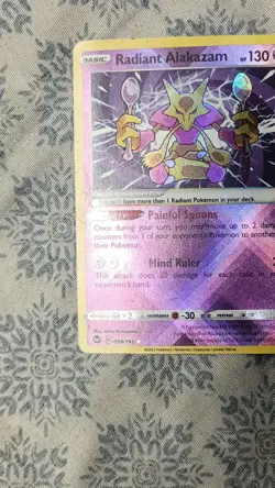 Pokemon Radiant Alakazam Holo Psychic Card 059/195 Silver Tempest Radiant Rare - Image 1