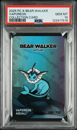 2025 POKEMON CENTER X BEAR WALKER COLLECTION CARDS VAPOREON 335/720 PSA 10 - Image 1