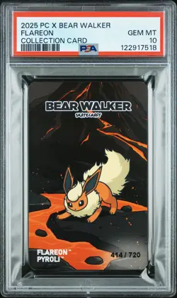 2025 POKEMON CENTER X BEAR WALKER COLLECTION CARDS FLAREON 414/720 PSA 10 - Image 1