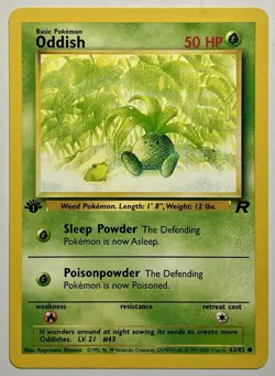 Oddish 63/82 (HP) 1st Edition Common Team Rocket Unlimited 1996 WOTC TCG Pokemon - Image 1