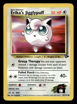 Erika's Jigglypuff 69/132 Common Gym Challenge WOTC Pokemon LP - Image 1