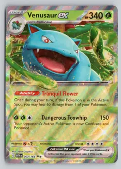 VENUSAUR EX 003/165 DOUBLE RARE 151 POKEMON NM - Image 1