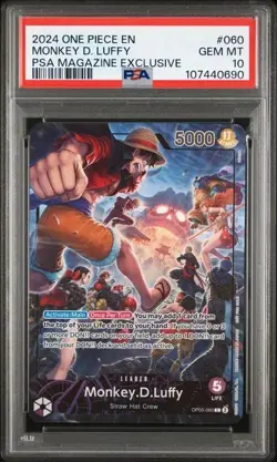 Monkey.D.Luffy One Piece PSA Magazine Exclusive OP05-060 PSA 10 - Image 1