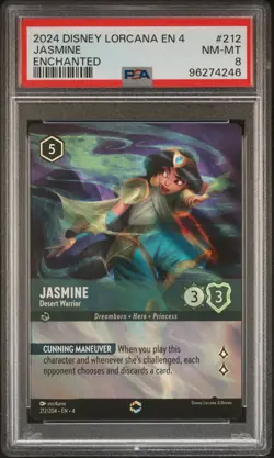 2024 DISNEY LORCANA EN 4-URSULA'S RETURN #212 JASMINE - DESERT WARRIOR PSA 8 - Image 1