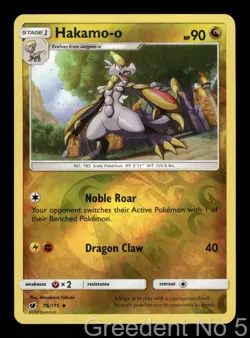 Hakamo-o 76/111 Uncommon Crimson Invasion Pokemon Reverse Holo Lightly Played - Image 1