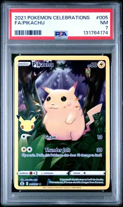 2021 POKEMON CELEBRATIONS #005 FULL ART/PIKACHU PSA 7 - Image 1