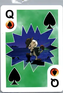 1999 Bicycle Pokemon Playing Card - Queen of Spades - Detective Meowth - Image 1