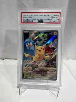 PSA 10 Pikachu 001/SV-P Holo Promo Scarlet & Violet Pre-order Japanese POKEMON - Image 1