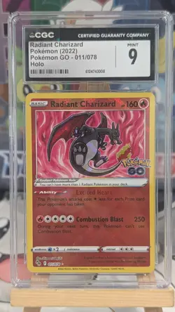 Pokemon Radiant Charizard 011/078 Pokemon GO Radiant Rare Holo CGC Mint 9 - Image 1