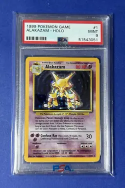 1999 Pokemon Game Alakazam Holo #1 PSA 9 MINT - Image 1