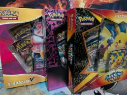 Pokemon 3 Sealed Boxes Alakazam V, Shining Fates Pikachu V, & Champions Path - Image 1
