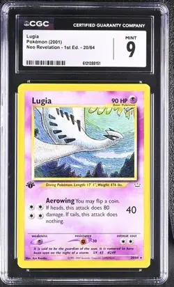 CGC 9 MINT Lugia 20/64 1st Edition 2001 Pokemon Neo Revelation Pop 57 - Image 1