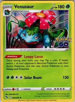Venusaur Holo Holo Rare Pokemon GO 003/078 MP - Image 1