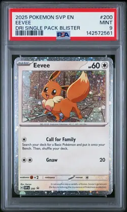 2025 POKEMON SVP EN-SV BLACK STAR PROMO #200 EEVEE PSA 9 - Image 1
