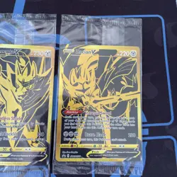 Pokemon Zacian v SWSH076 & ZAMAZENTA v SWSH077 Gold Ultra Premium Promo Sealed - Image 2