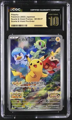 CGC 10 PRISTINE Pikachu 001/SV-P PROMO Scarlet Violet Pre Order Japanese Pokemon - Image 1