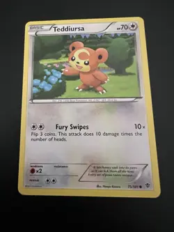 Teddiursa 75/101 B&W Plasma Blast 2013 Pokemon Card Common NM - Image 1