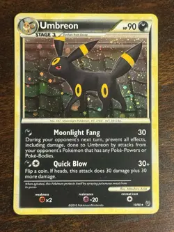 Umbreon 10/90 HP Undaunted Holo Rare Pokemon TCG Card 2010 - PERFECT SWIRL - Image 1