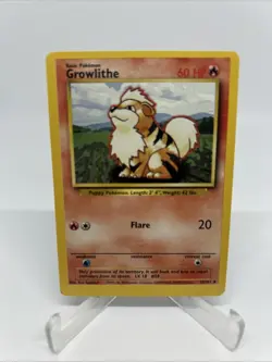 Miscut Alignment Dot 28/102 Growlithe Base Set Pokemon TCG Card Error OC MC - Image 1