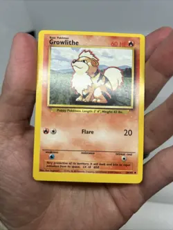 Miscut Alignment Dot 28/102 Growlithe Base Set Pokemon TCG Card Error OC MC - Image 3