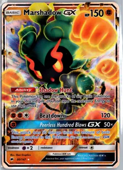 Marshadow GX - 80/147 - Holo Rare - Pokemon Card HP - Image 1