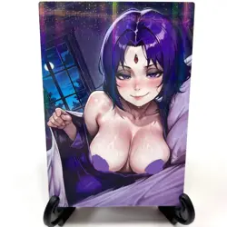 Teen Titans Raven Sexy Anime Waifu Girl Doujin Lewd Goddess Story Holo Art Card - Image 2