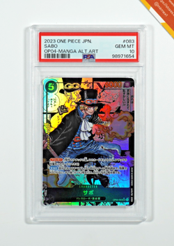 One Piece PSA 10 Sabo #OP04-083 Kingdoms of Intrigue Manga Alt Art 2023 Japanese - Image 1