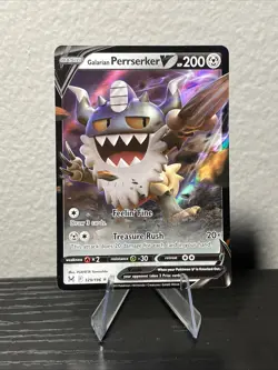 Pokemon TCG Galarian Perrserker v Collectible Trading Card 129/196 - Image 1