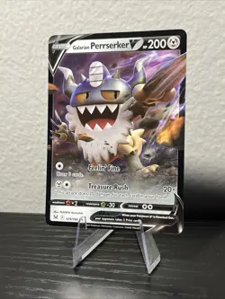 Pokemon TCG Galarian Perrserker v Collectible Trading Card 129/196 - Image 3