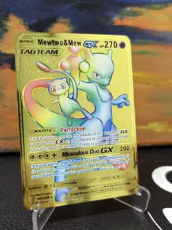 Gold Metal Mewtwo&Mew GX Pokemon Card-Collectible Gift Display！ - Image 1