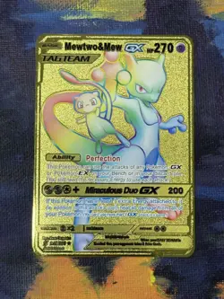 Gold Metal Mewtwo&Mew GX Pokemon Card-Collectible Gift Display！ - Image 3