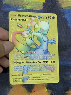 Gold Metal Mewtwo&Mew GX Pokemon Card-Collectible Gift Display！ - Image 4