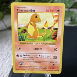 Pokemon TCG Charmander Card 46/102 Common Shadowless Base Set - Image 1