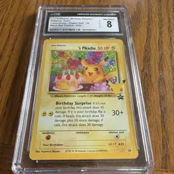 CGC 8 Celebrations Birthday Pikachu Holo Black Star 24 Pokemon Card - Image 1