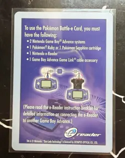 Pokemon GBA Nintendo Battle E Instruction Card *SLEEVED* - Image 3